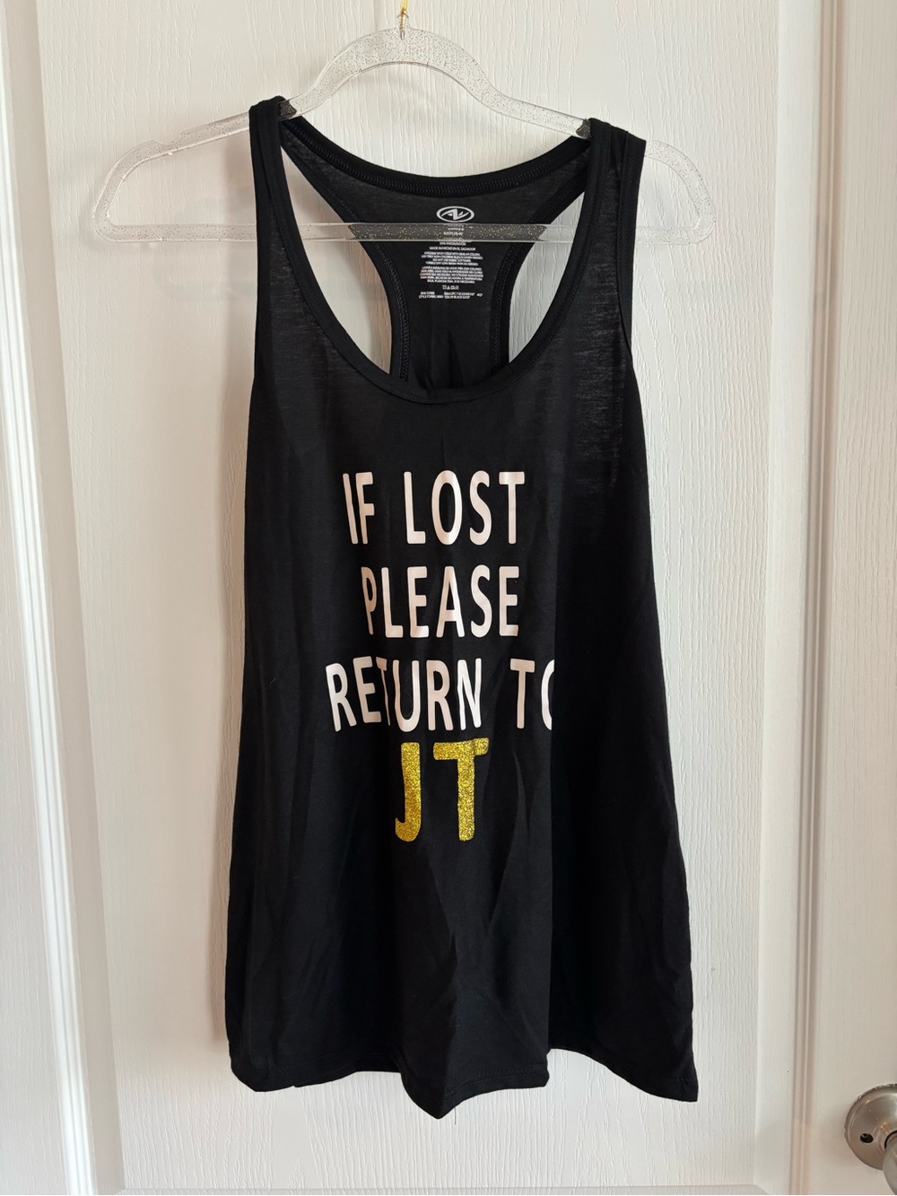 Athletic Works Black Racerback Tank with Gold Accent size S